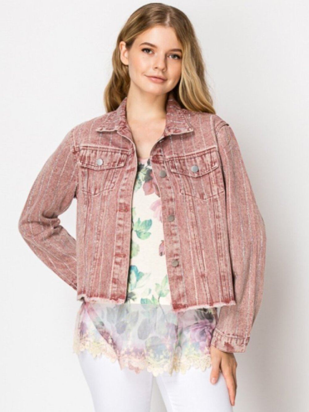 new ORIGMAI embellished jean denim jacket (8-colors) SM-3XL classic rhinestones